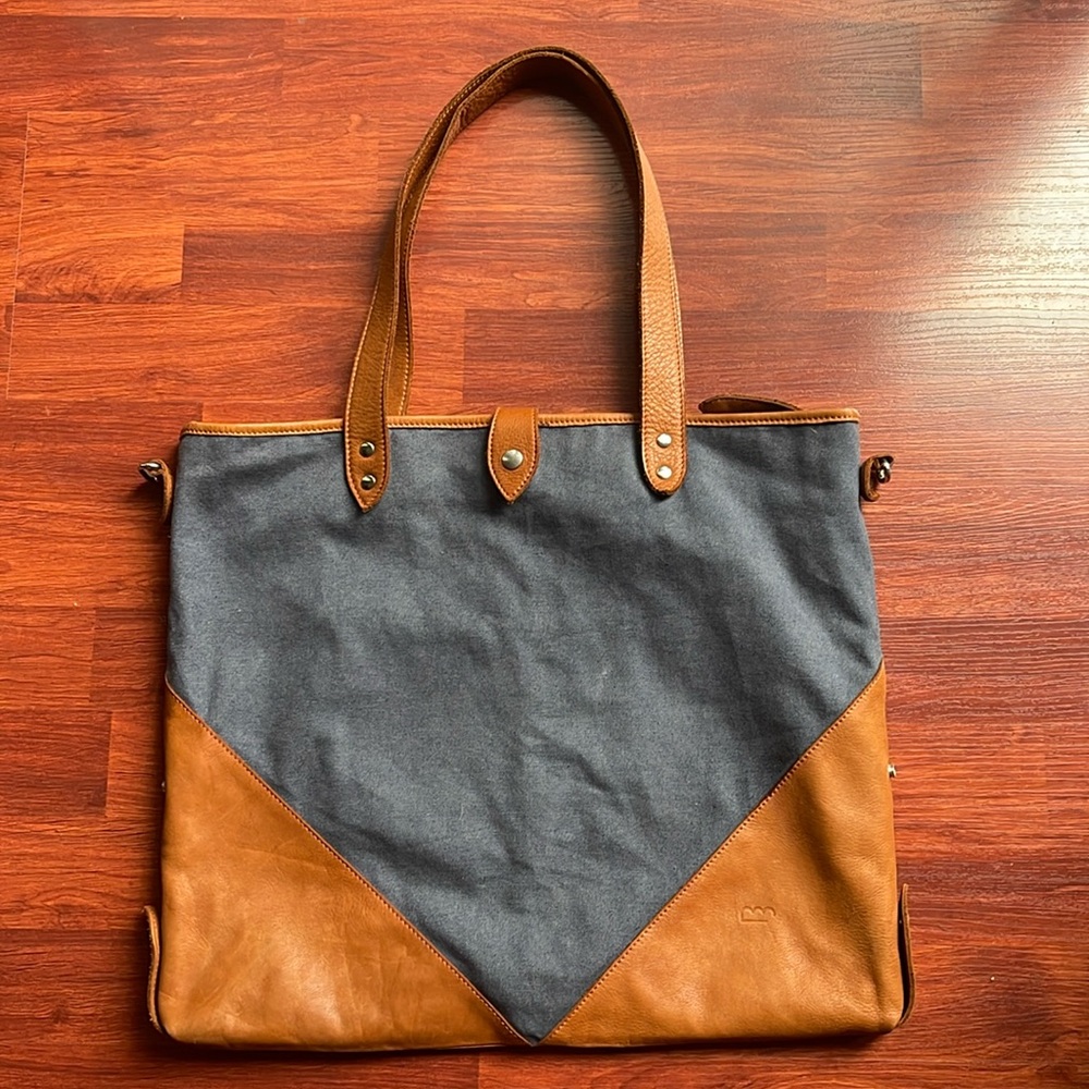 MAMIX canvas leather tote